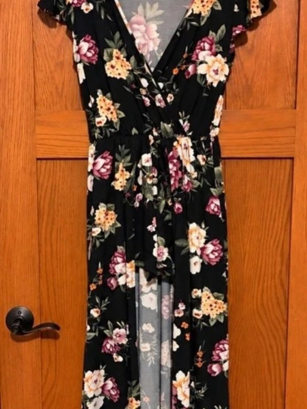Black Floral Wrap Maxi Dress